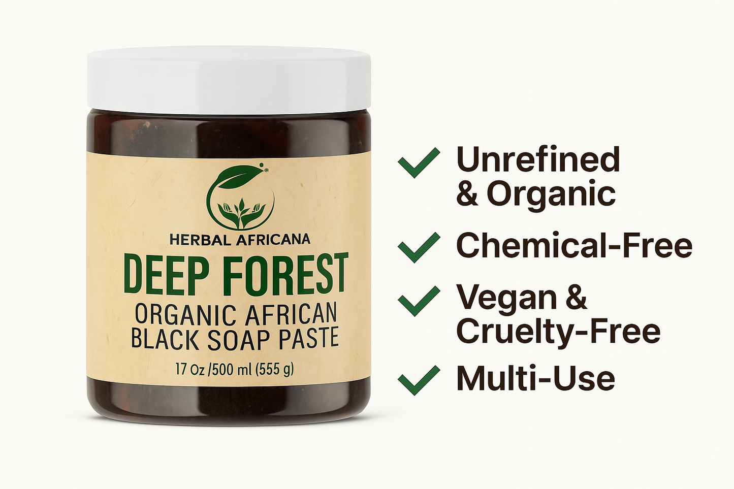 Deep Forest Organic African Black Soap Paste (Premium)